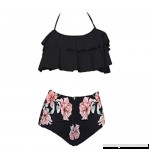 Women Two Piece Plus Size Sexy Backless Halter Floral Printed Swimwear Set 2019 Swimsuit for Teen Girls Push Up Black B07PT7XN1B